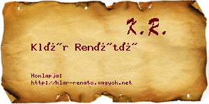 Klár Renátó névjegykártya